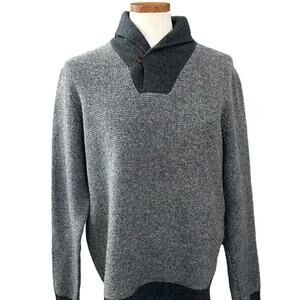 J Crew Preppy Pullover Cardigan L Gray Shawl Collar Academia Classic Wool Men